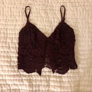 Maroon lace crop top
